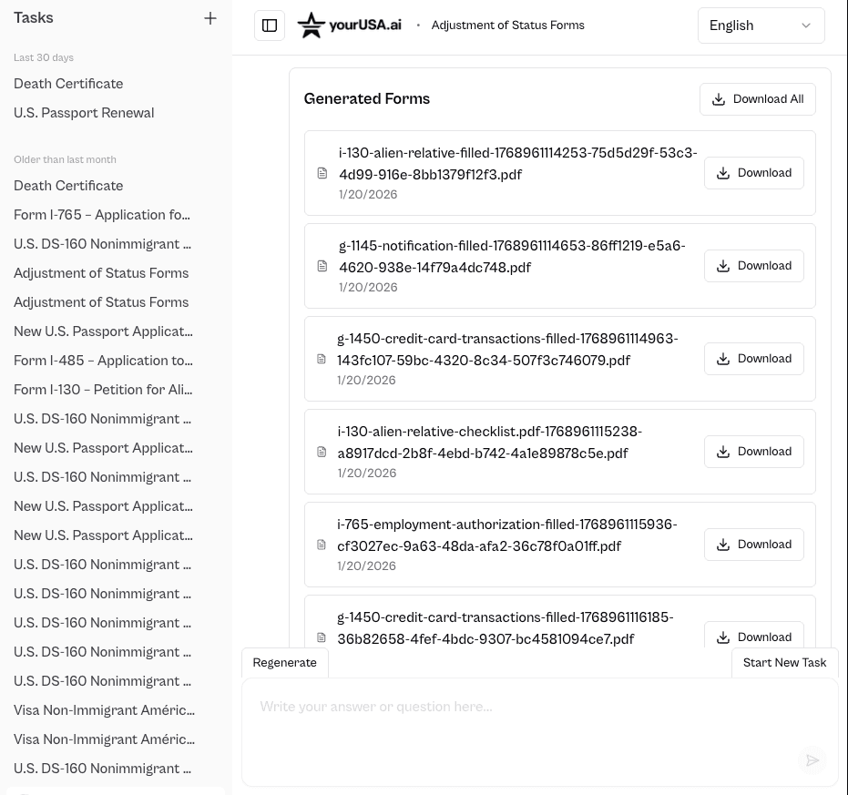yourUSA.ai — download generated forms
